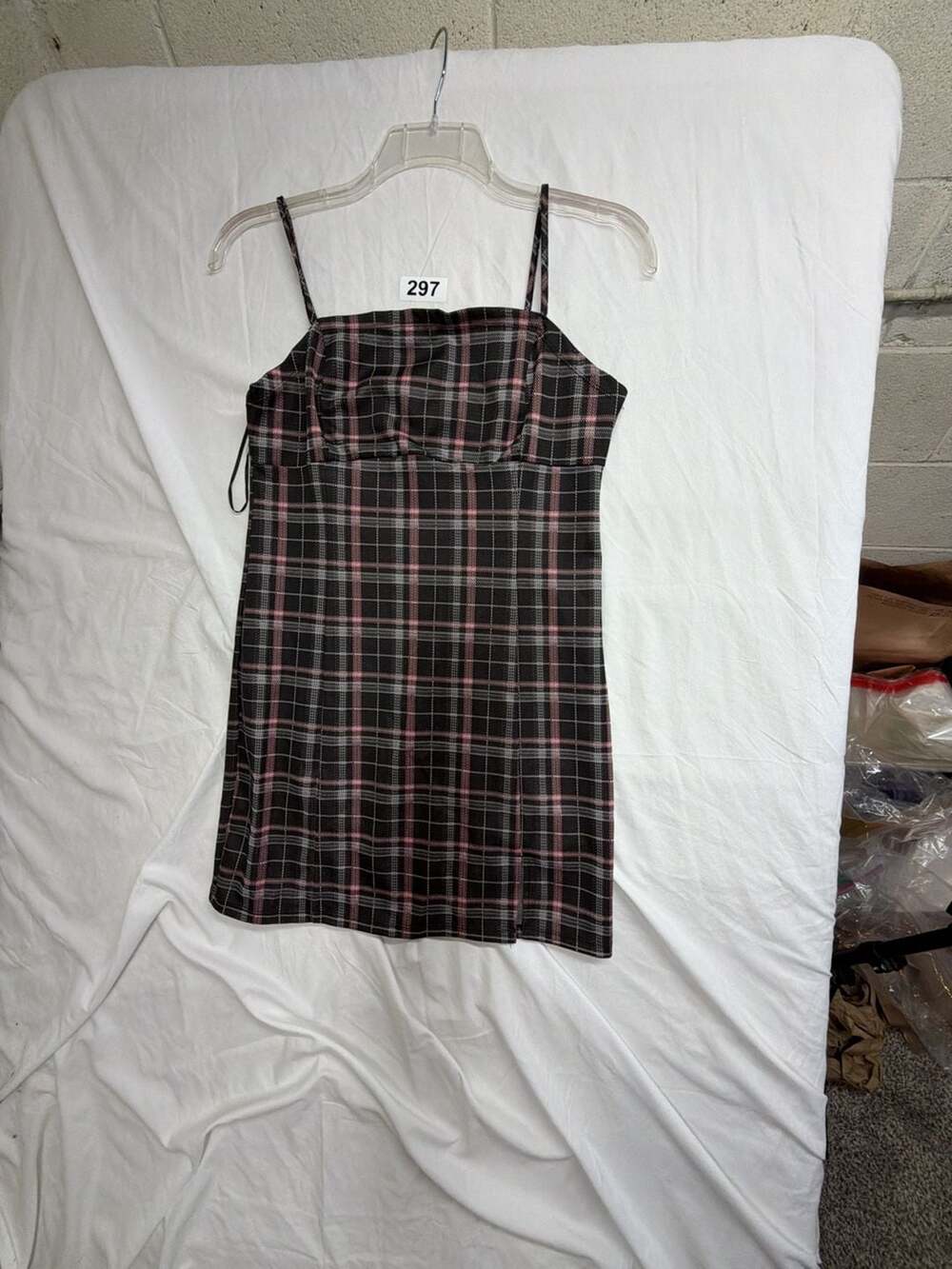 Love Tree Black and Pink Plaid Cami Mini Dress Size L